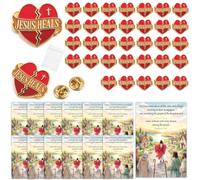 Hollowfly Christian Jesus Lamb Lapel Pins Bulk with Cards | 30 Sets Lamb Jesus Metal Lapel Pins, Sunday School Decor, Religious Faith Sharing Events, Church Sheep Decor Photo Props