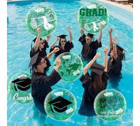 Hollowfly Green 10 Pcs 16 Inch Graduation Beach Balls Inflatable 2026 Grad Beach Ball Congrats Sign Bulk Confetti Glitter Blow up Pool Balls for Grad Swimming Graduation Party Supplies Favors