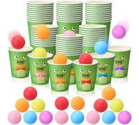 Hollowfly Passover Toss Game Set 60 Adorable Frog Cups 24 Colorful Balls Pesach Seder Plagues Frogs Carnival Throwing Game for Adult Family Gatherings Jewish Holiday Activities Prize Party Supplies