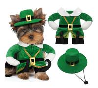 Hollowfly St. Patrick's Day Dog Costume Walking Leprechaun Dog Costume Irish Funny Pet Outfit with Arms Irish Holiday Day Outfit Accessories for Cat Doggy Pet(S)