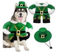 Hollowfly St. Patrick's Day Dog Costume Walking Leprechaun Dog Costume Irish Funny Pet Outfit with Arms Irish Holiday Day Outfit Accessories for Cat Doggy Pet(L)