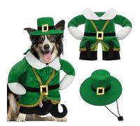 Hollowfly St. Patrick's Day Dog Costume Walking Leprechaun Dog Costume Irish Funny Pet Outfit with Arms Irish Holiday Day Outfit Accessories for Cat Doggy Pet(M)