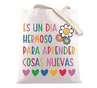 HOLLP Bilingual Teacher Gift Dual Language Tote Bag Spanish Teacher Shoulder Bag, Dual Language B, One Size, General Public