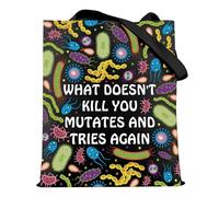 HOLLP Biology Lover Gift What Doesn't Kill You Mutates And Tries Again Shoulder Bag Science Microbiology Gifts Lab Week Gift, Tries Again B, One Size, General Public