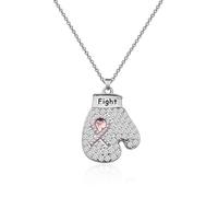 HOLLP Breast Cancer Awareness Necklace Breast Cancer Survivor Gift Awareness Ribbon Charm Necklace Fight The Cancer Recovery Jewelry for Women