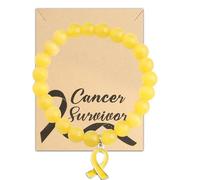 HOLLP Childhood Cancer Awareness Bead Bracele Yellow Ribbon Jewels Bone Cancer Awareness Bracelet Cancer Warrior Gift with card, M, Metal, stainless-steel