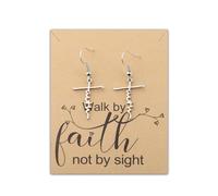 HOLLP Cross Prayer Earrings Christian Belief Jewelry Cross Prayer Earrings Jewelry With Card, 22+5 cm(8.5+2inch), Stainless Steel, No Gemstone