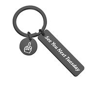 HOLLP Funny Gift for Best Friend See You Next Tuesday Keyring with Middle Finger Charm ” Gag Gift, See You Next Tuesday-black, 50mm(2 inch) * 12mm(0.5 inch)