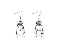 HOLLP Funny Salty Earrings Salt Shaker Jewelry Weird Earrings Gift For Her, Brass, No Gemstone