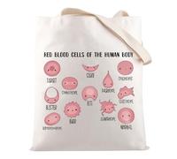 HOLLP Hematology Gift Red Blood Cells of the Human Body Tote Bag Medical Laboratory Scientist Gift, Red Blood Cell B, One Size, General Public
