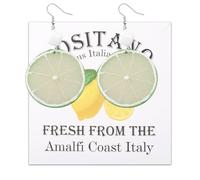 HOLLP Lemon Lover Gift Positano Italy Gifts Positano Delicious Italian Lemons Fresh from the Amalfi Coast Italy Earring Brooch Jewelry (Earring-1)