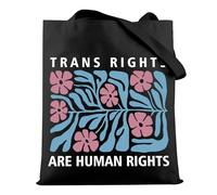 HOLLP LGBTQ Rights Gift Trans Right Are Human Rights Tote Bag Trans Rights Trans Pride Gift, Trans Rights B, One Size, General Public