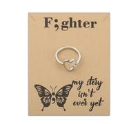 HOLLP My Story isn't Over Yet Semicolon Ring Suicide Awareness Gift Warrior Fighter Semicolon Jewelry Self Harm Awareness Suicide Survivor Gift With Card, Metal