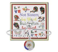HOLLP OES Sorority Jewelry Not Sisters by Blood But Sisters by Heart Bracelet Sister Gift for Sorority Women Girls With Card, M, Metal, stainless-steel