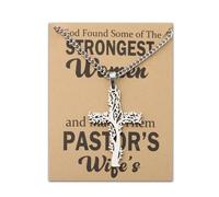 HOLLP Pastors Wife Gift Cross Bracelet Necklace Pastor Appreciation Gifts God Found Some of The Strongest Women and Made Them Pastors's Wives Cross Necklace With Card, 22+5 cm(8.5+2inch), Stainless