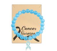 HOLLP Prostate cancer Awareness Bead Bracelet Blue Ribbon Jewels Prostate Cancer Bracelet Cancer Awareness Gift with card, M, Metal, stainless-steel