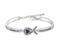 HOLLP Purple Awareness Support Gift Cancer Survivor Purple Ribbon Warrior Jewelry Pancreatic Cancer Warrior Gift, One Size, Copper, no gemstone