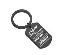 HOLLP Religious Jewelry God Grant Me The Serenity Prayer Quote Dog Tag Keyring Christian Gift Inspirational Keyring, God Grant Me -Black, 5cm (1.97inch) * 3cm (1.18inch)