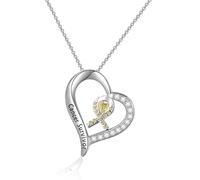HOLLP Yellow Awareness Necklace Gift for Endometriosis/Bladder Cancer/Suicide Prevention/Bone Cancer, 46+5 cm(18+2"), Brass, No Gemstone