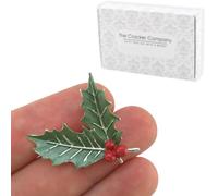 Holly and Berries Christmas Brooch | 3.5cm Tall | Little Gift for Ladies | Cracker Filler