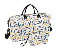 Holly Berries Mustard Yellow and Denim Blue Decorative Luggage Travel Bag Large Gym Bag with Toiletry Bag for Hiking Waterproof Bolsa de para Hombre