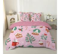 Holly Berries Super King Duvet 7.5 Tog, Anti-Allergy Coverless Christmas Tree Duvet Super King, Pink Bed Quilts for All Seasons - Soft & Machine Washable Comforter Bedding with 31 Pillowcases - F30