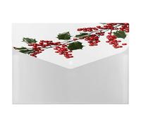 Holly Berry Branches File Folder with Snap&6 Pockets Reusable File Organizer Portable Document Paper Bill Receipt Organizer Plastic Envelopes for Office College Letter Size