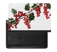 Holly Berry Branches Passport Holder Cover Secure Travel Wallet PU Leather Credit Cards Passport Organizer Bag for Women Men, white, One Size, Modern