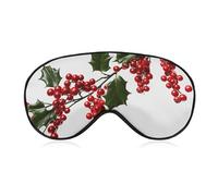 Holly Berry Branches Sleep Mask,Adjustable Strap Sleeping Mask, Complete Light Blocking Sleep Shade Cover,Soft Breathable Comfortable Blindfold for Women and Men