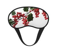 Holly Berry Branches Sleep Mask for Side Sleeper, Blackout Sleep Eye Mask Comfortable Blindfold Eyeshade Soft Breathable Sleeping Mask with Elastic Strap Silk Eye Covers for Travel