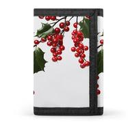 Holly Berry Branches Wallet,Credit Card Holder,Three-fold Wallet for Passport Covers, Purse Passport Bag for Men Women