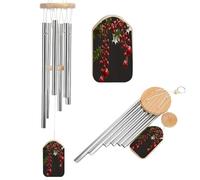 Holly Berry Branches Wind Chimes for Outside, Hanging Windchimes with 6 Aluminum Tubes, Memorial Wind Chime for Patio Backyard Garden and Outdoor Decor
