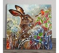 Holly Berry Hare Ceramic Picture Tile Artwork By Judith Yates Hanging Wall Art Home Décor