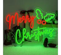 Holly Berry Merry Christmas Neon Sign Red Green Xmas LED Lights for Wall Decor USB Powered Light Up Signs for Bedroom Home Bar Christmas Party Decorations Teens Family Gifts