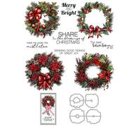 Holly Christmas Wreath Clear Stamps and Cutting Dies Sets for Card Making