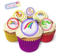 Holly Cupcakes 24 Fabulous Edible Wafer Cake Toppers: Rainbow Unicorns