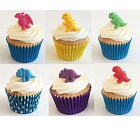 Holly Cupcakes 6 Mixed Colour Sugar Dinosaurs- edible & handmade with love in the UK!