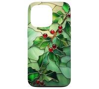 Holly December Birth Flower Floral Stained Green Case for iPhone 13 Pro
