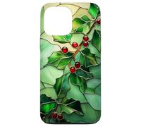Holly December Birth Flower Floral Stained Green Case for iPhone 13 Pro Max