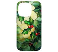 Holly December Birth Flower Floral Stained Green Case for iPhone 14 Pro