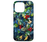 Holly December Birth Flower Floral Stained Green Case for iPhone 14 Pro Max