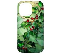 Holly December Birth Flower Floral Stained Green Case for iPhone 14 Pro Max