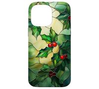 Holly December Birth Flower Floral Stained Green Case for iPhone 14 Pro Max