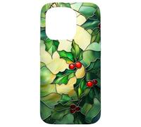 Holly December Birth Flower Floral Stained Green Case for iPhone 15 Pro