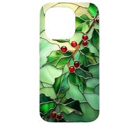Holly December Birth Flower Floral Stained Green Case for iPhone 15 Pro