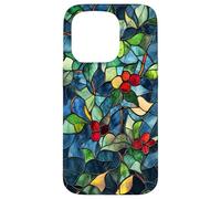 Holly December Birth Flower Floral Stained Green Case for iPhone 15 Pro
