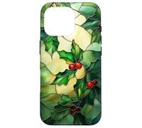 Holly December Birth Flower Floral Stained Green Case for iPhone 16 Pro