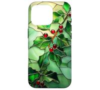 Holly December Birth Flower Floral Stained Green Case for iPhone 16 Pro