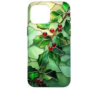 Holly December Birth Flower Floral Stained Green Case for iPhone 16 Pro Max