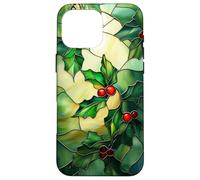 Holly December Birth Flower Floral Stained Green Case for iPhone 16 Pro Max